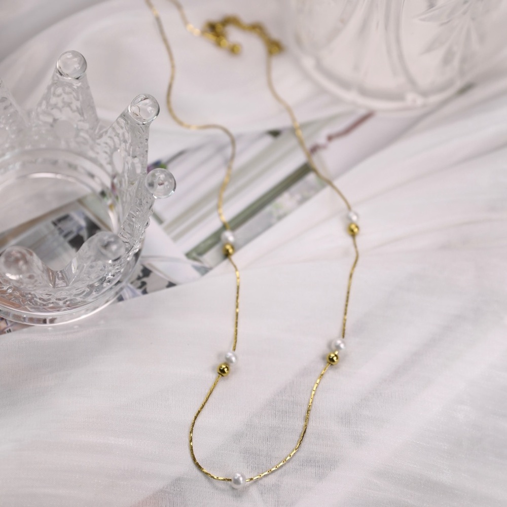 18K Gold Plated Freshwater pearl Necklace / Satellite Pearl Necklace